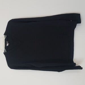 agnès b homme Sweater Mens L Merino Wool V Neck Knit Black Old Money imperfect